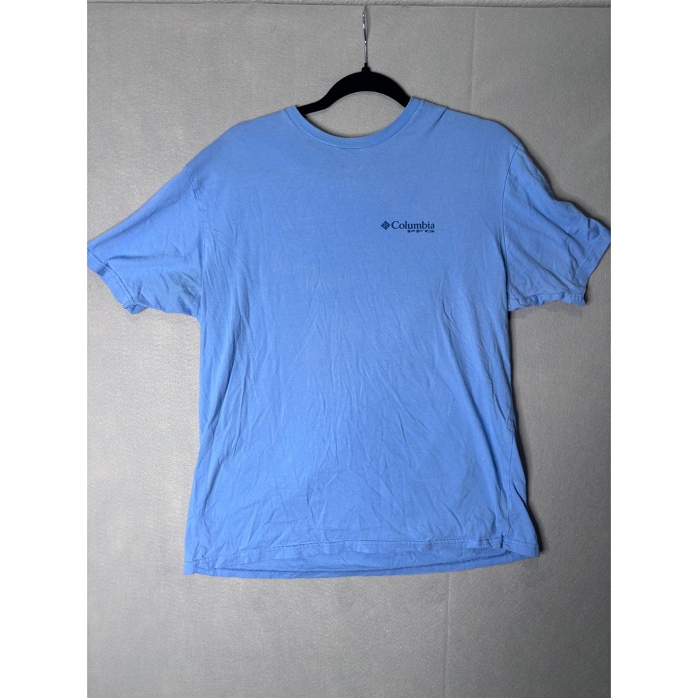Columbia PFG Mens Large Blue Short Sleeve Performance Fishing Gear Graphic